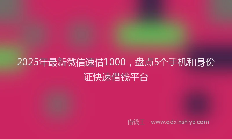 2025年最新微信速借1000，盘点5个手机和身份证快速借钱平台