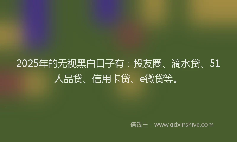 2025年的无视黑白口子有：投友圈、滴水贷、51人品贷、信用卡贷、e微贷等。