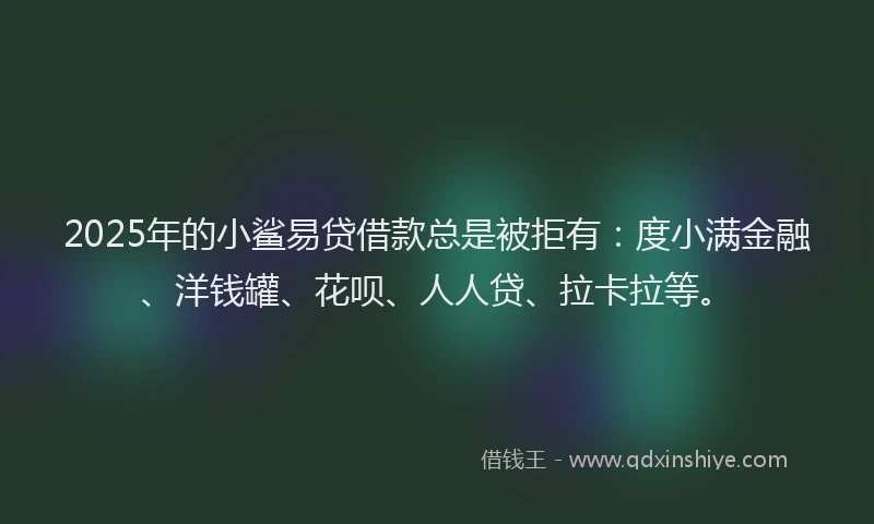 2025年的小鲨易贷借款总是被拒有：度小满金融、洋钱罐、花呗、人人贷、拉卡拉等。