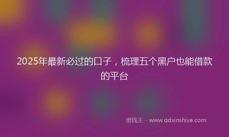 2025年最新必过的口子，梳理五个黑户也能借款的平台