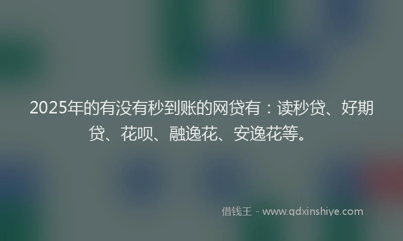 2025年的有没有秒到账的网贷有：读秒贷、好期贷、花呗、融逸花、安逸花等。