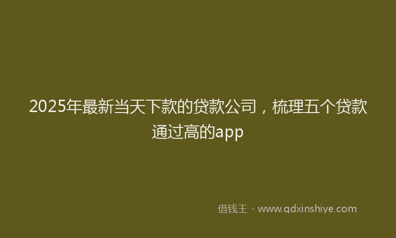 2025年最新当天下款的贷款公司，梳理五个贷款通过高的app