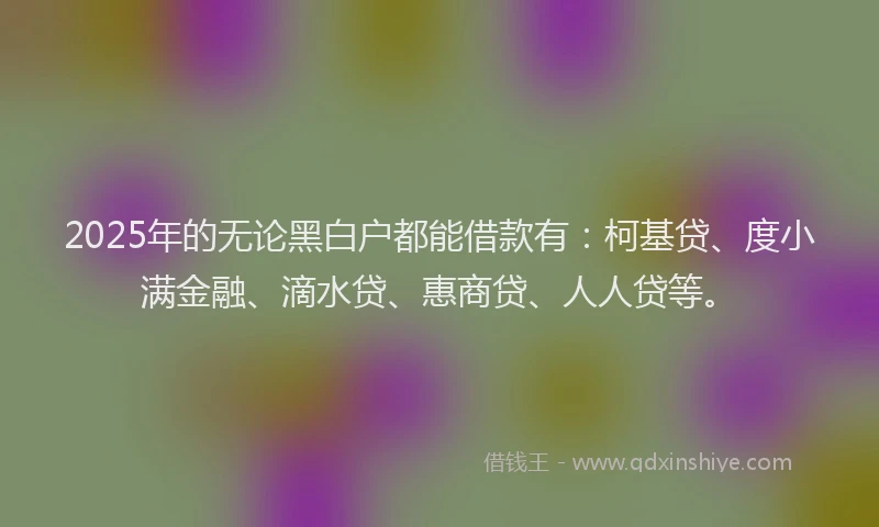 2025年的无论黑白户都能借款有：柯基贷、度小满金融、滴水贷、惠商贷、人人贷等。