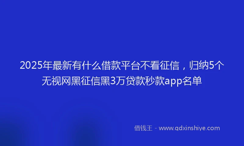 2025年最新有什么借款平台不看征信，归纳5个无视网黑征信黑3万贷款秒款app名单