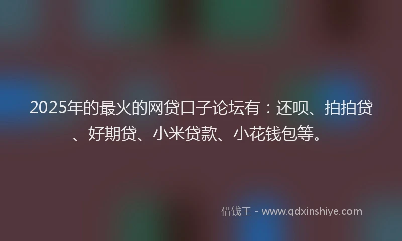 2025年的最火的网贷口子论坛有：还呗、拍拍贷、好期贷、小米贷款、小花钱包等。