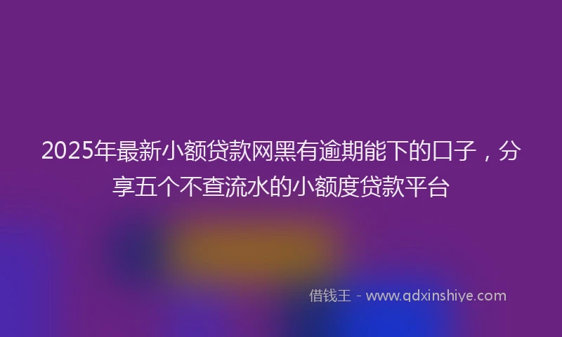 2025年最新小额贷款网黑有逾期能下的口子，分享五个不查流水的小额度贷款平台