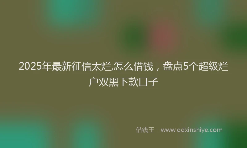 2025年最新征信太烂,怎么借钱，盘点5个超级烂户双黑下款口子