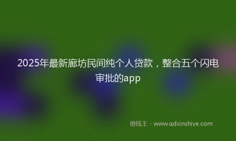 2025年最新廊坊民间纯个人贷款，整合五个闪电审批的app