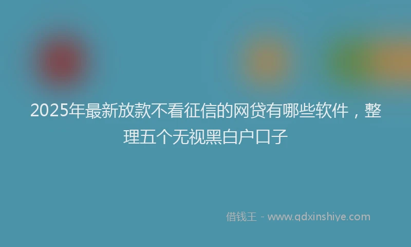 2025年最新放款不看征信的网贷有哪些软件，整理五个无视黑白户口子