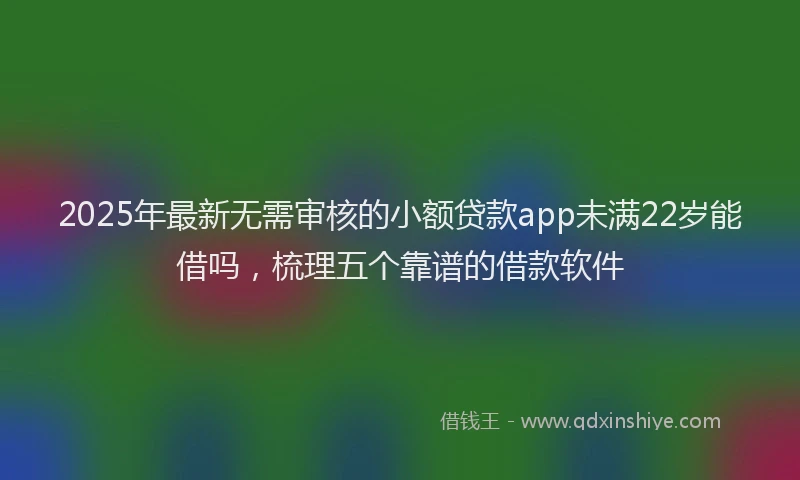 2025年最新无需审核的小额贷款app未满22岁能借吗，梳理五个靠谱的借款软件