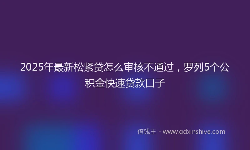 2025年最新松紧贷怎么审核不通过，罗列5个公积金快速贷款口子