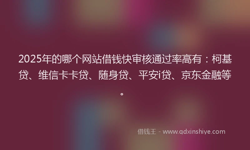 2025年的哪个网站借钱快审核通过率高有：柯基贷、维信卡卡贷、随身贷、平安i贷、京东金融等。