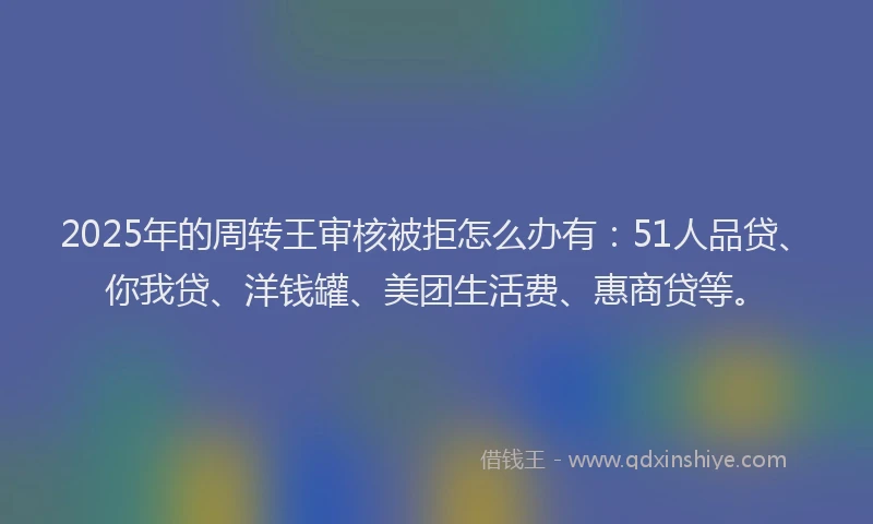2025年的周转王审核被拒怎么办有：51人品贷、你我贷、洋钱罐、美团生活费、惠商贷等。