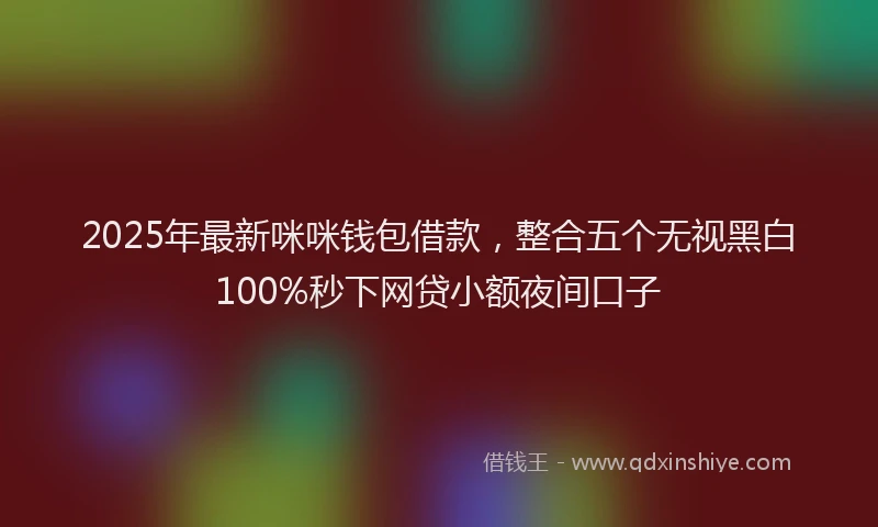 2025年最新咪咪钱包借款，整合五个无视黑白100%秒下网贷小额夜间口子