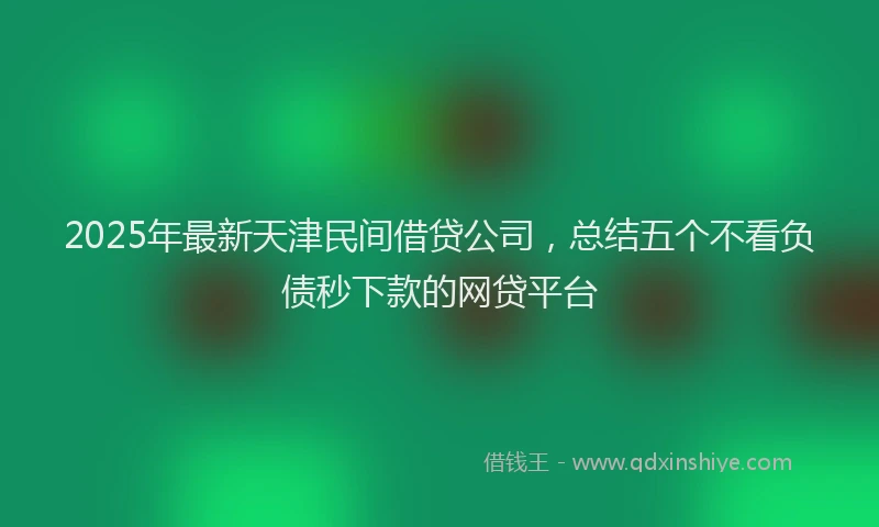 2025年最新天津民间借贷公司，总结五个不看负债秒下款的网贷平台
