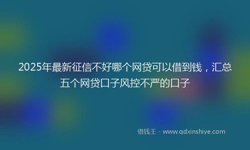 2025年最新征信不好哪个网贷可以借到钱，汇总五个网贷口子风控不严的口子