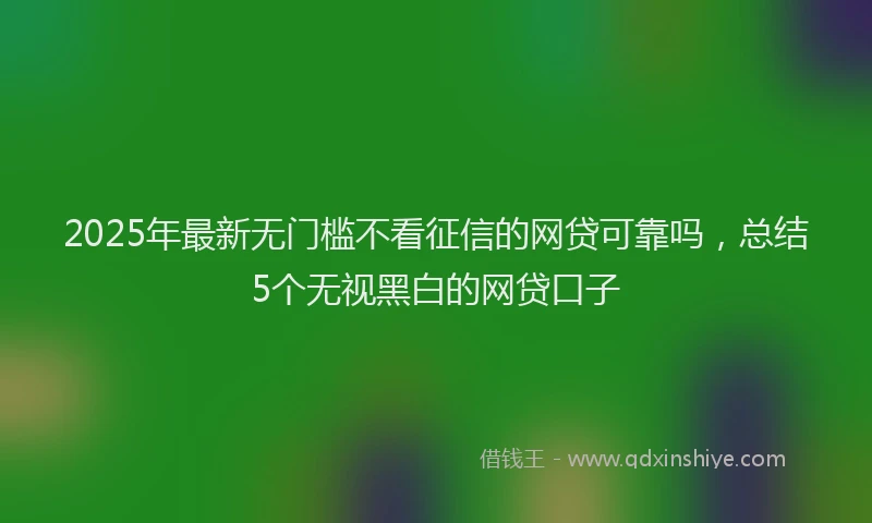 2025年最新无门槛不看征信的网贷可靠吗，总结5个无视黑白的网贷口子