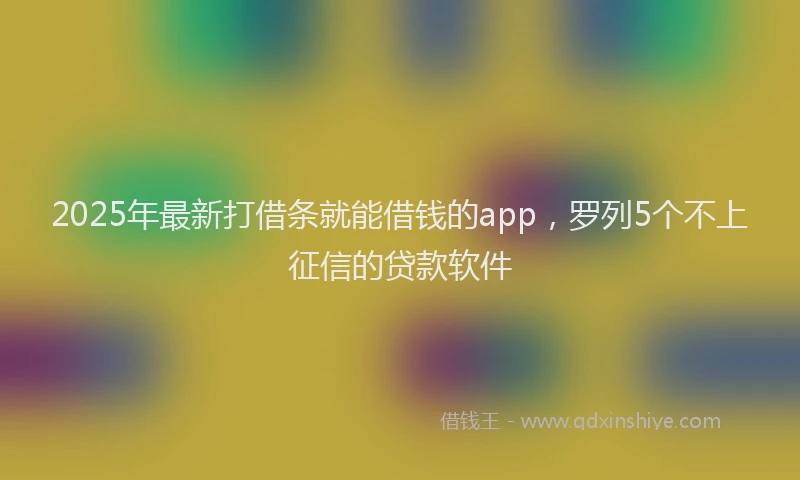 2025年最新打借条就能借钱的app，罗列5个不上征信的贷款软件