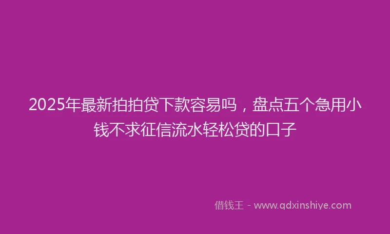 2025年最新拍拍贷下款容易吗，盘点五个急用小钱不求征信流水轻松贷的口子