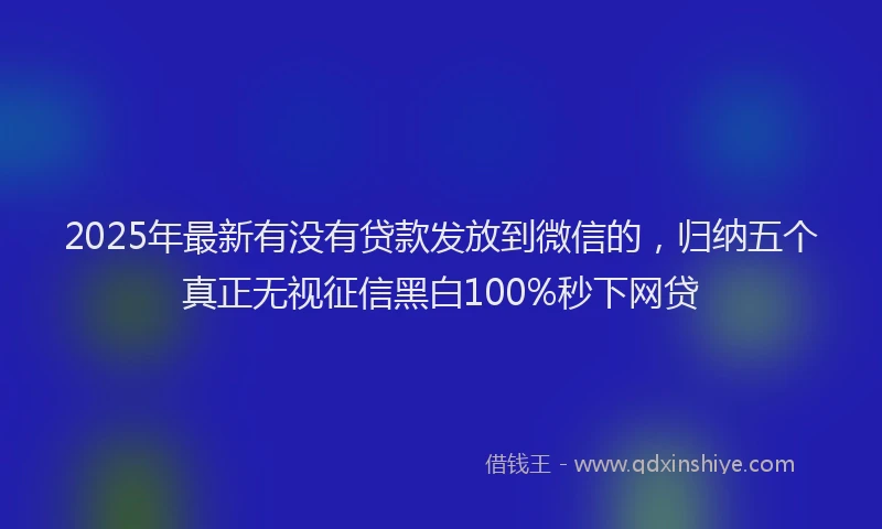 2025年最新有没有贷款发放到微信的，归纳五个真正无视征信黑白100%秒下网贷