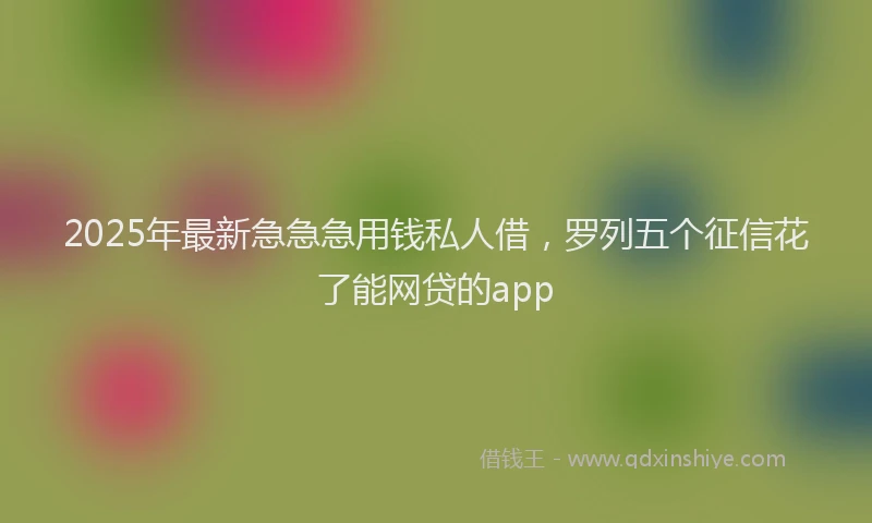 2025年最新急急急用钱私人借，罗列五个征信花了能网贷的app