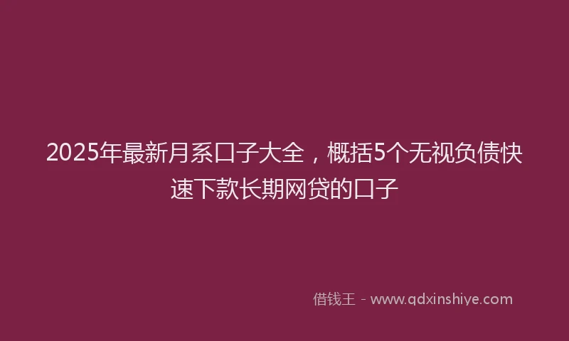 2025年最新月系口子大全，概括5个无视负债快速下款长期网贷的口子