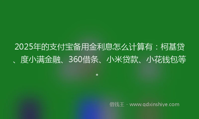 2025年的支付宝备用金利息怎么计算有：柯基贷、度小满金融、360借条、小米贷款、小花钱包等。