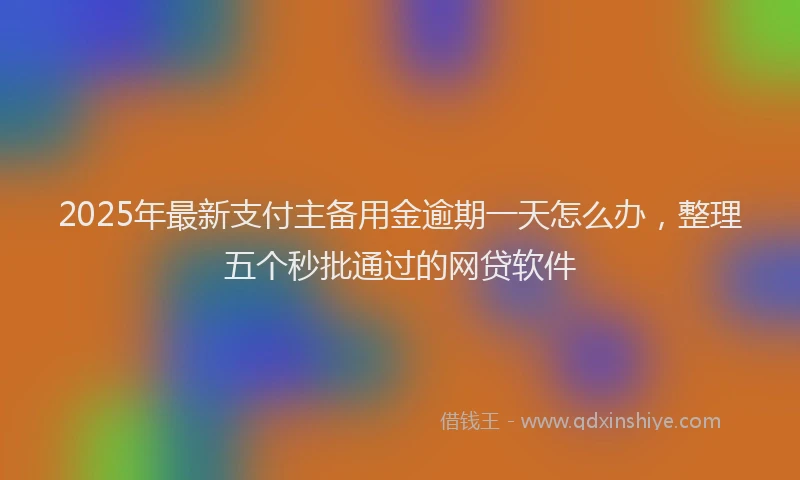 2025年最新支付主备用金逾期一天怎么办，整理五个秒批通过的网贷软件