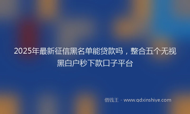 2025年最新征信黑名单能贷款吗，整合五个无视黑白户秒下款口子平台