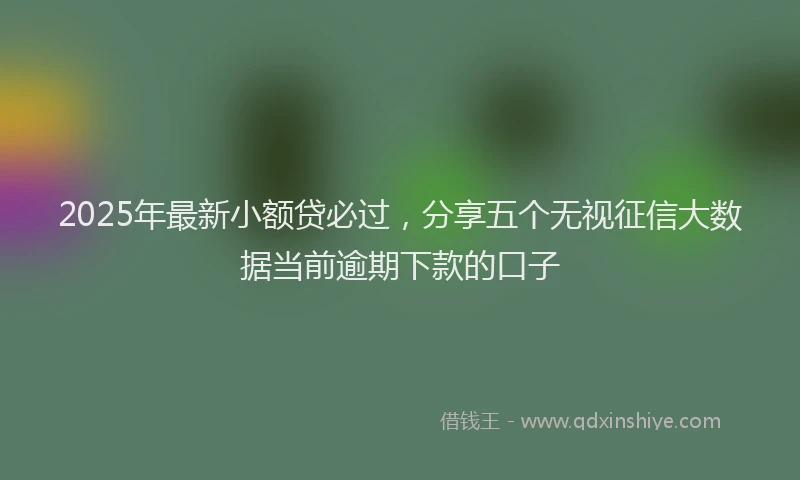 2025年最新小额贷必过，分享五个无视征信大数据当前逾期下款的口子