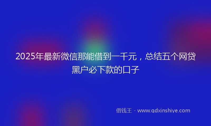 2025年最新微信那能借到一千元，总结五个网贷黑户必下款的口子