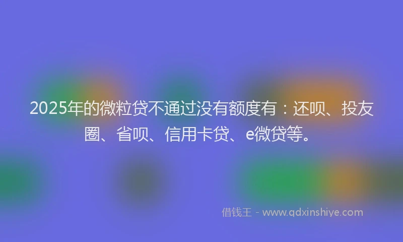 2025年的微粒贷不通过没有额度有：还呗、投友圈、省呗、信用卡贷、e微贷等。