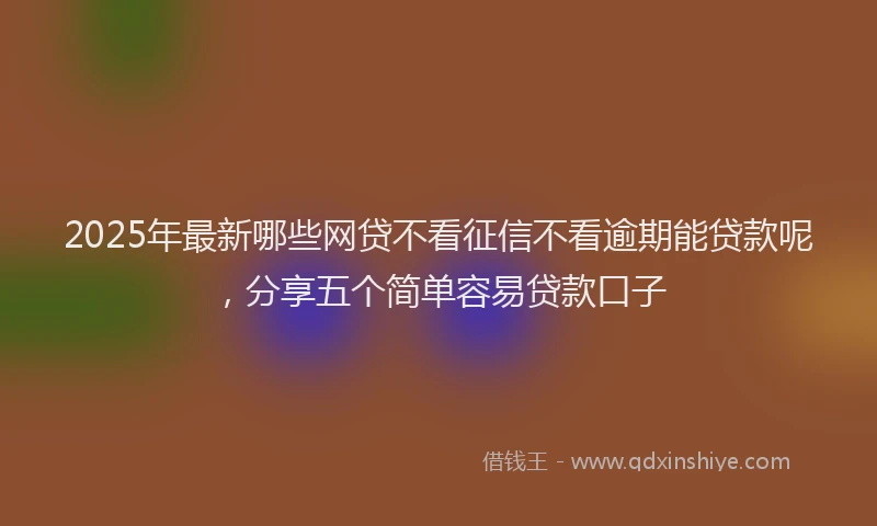 2025年最新哪些网贷不看征信不看逾期能贷款呢，分享五个简单容易贷款口子