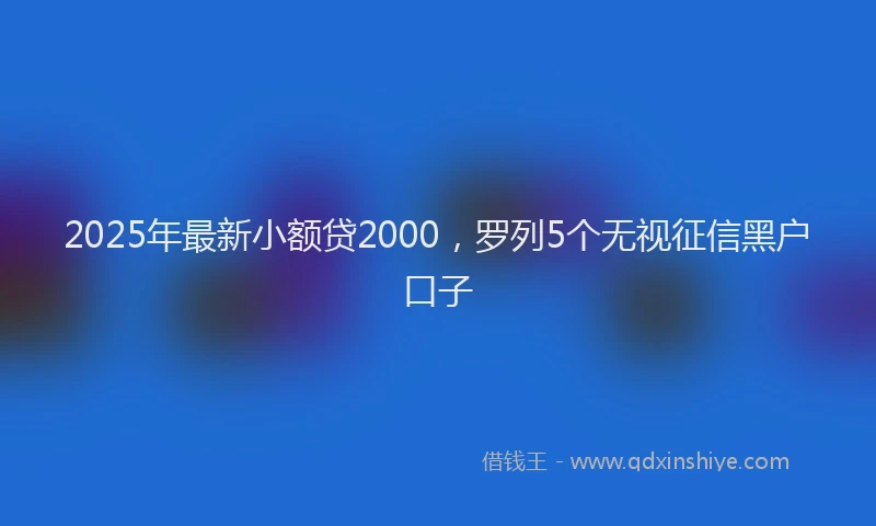 2025年最新小额贷2000，罗列5个无视征信黑户口子