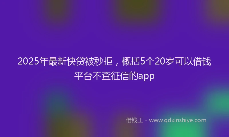 2025年最新快贷被秒拒，概括5个20岁可以借钱平台不查征信的app