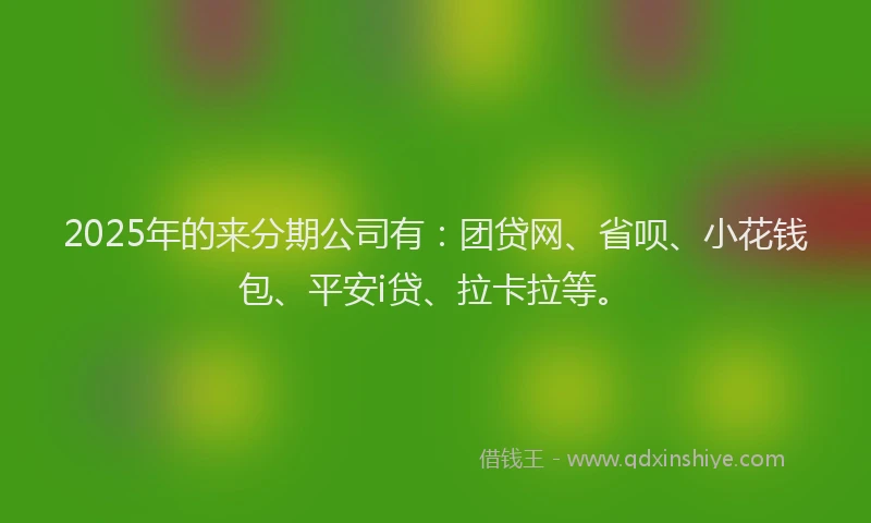 2025年的来分期公司有：团贷网、省呗、小花钱包、平安i贷、拉卡拉等。