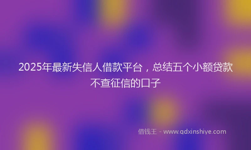 2025年最新失信人借款平台，总结五个小额贷款不查征信的口子