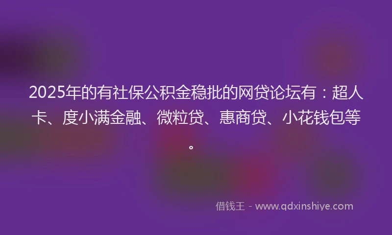 2025年的有社保公积金稳批的网贷论坛有：超人卡、度小满金融、微粒贷、惠商贷、小花钱包等。
