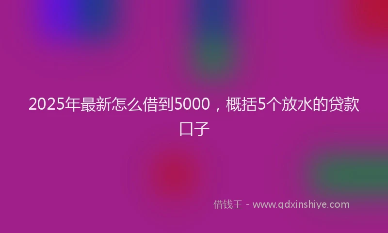 2025年最新怎么借到5000，概括5个放水的贷款口子