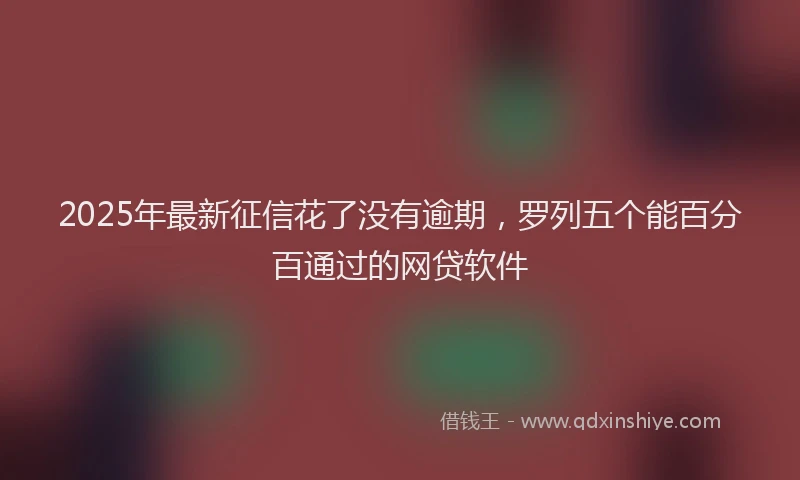 2025年最新征信花了没有逾期，罗列五个能百分百通过的网贷软件