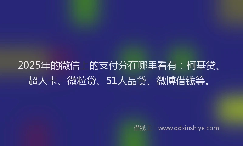 2025年的微信上的支付分在哪里看有：柯基贷、超人卡、微粒贷、51人品贷、微博借钱等。