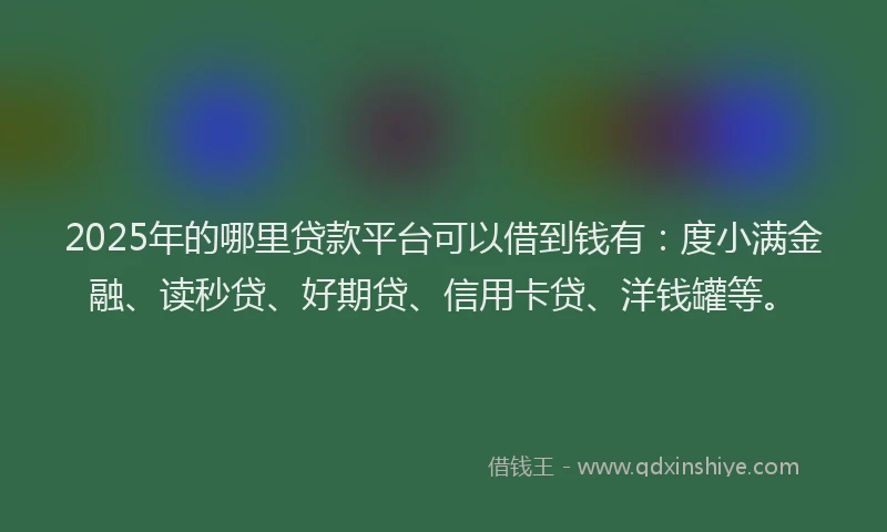 2025年的哪里贷款平台可以借到钱有：度小满金融、读秒贷、好期贷、信用卡贷、洋钱罐等。