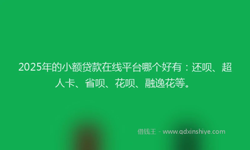 2025年的小额贷款在线平台哪个好有：还呗、超人卡、省呗、花呗、融逸花等。