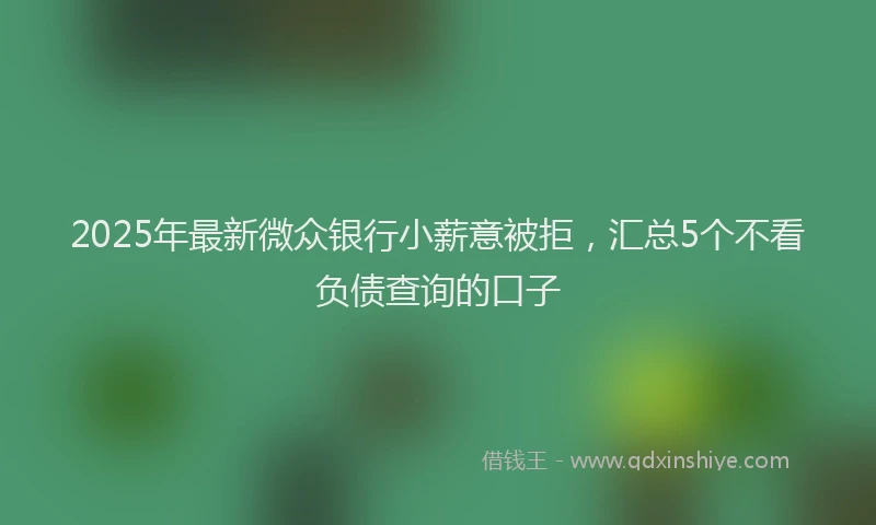 2025年最新微众银行小薪意被拒，汇总5个不看负债查询的口子