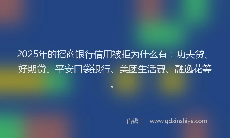 2025年的招商银行信用被拒为什么有：功夫贷、好期贷、平安口袋银行、美团生活费、融逸花等。