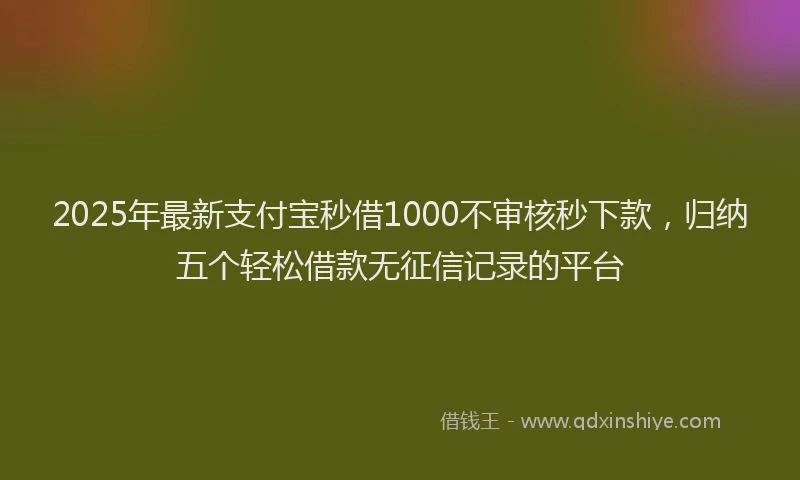 2025年最新支付宝秒借1000不审核秒下款，归纳五个轻松借款无征信记录的平台