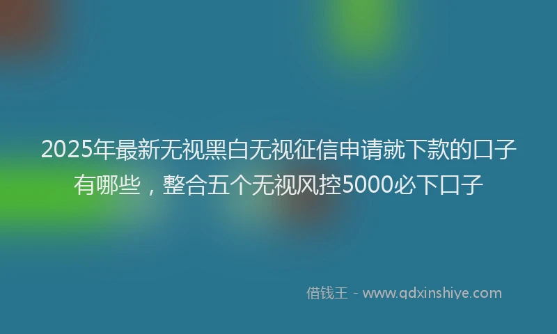 2025年最新无视黑白无视征信申请就下款的口子有哪些，整合五个无视风控5000必下口子