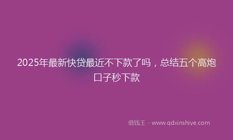 2025年最新快贷最近不下款了吗，总结五个高炮口子秒下款