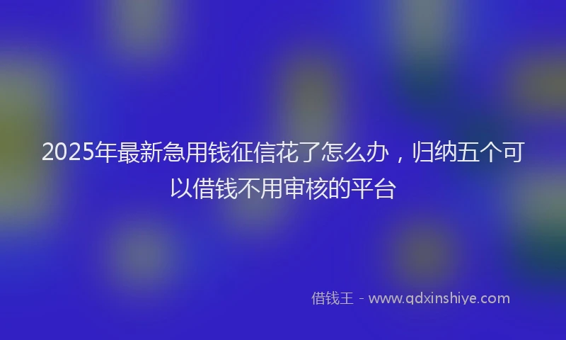 2025年最新急用钱征信花了怎么办，归纳五个可以借钱不用审核的平台