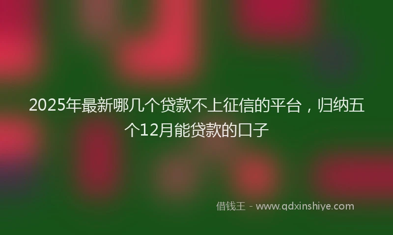 2025年最新哪几个贷款不上征信的平台，归纳五个12月能贷款的口子